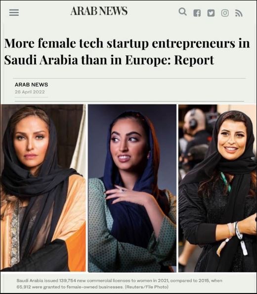 More female tech startup entrepreneurs in Saudi Arabia than Europe
